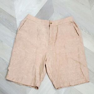 Jones & Co Womans 100%Linen, High Rise, Bermuda Shorts,  Size Large